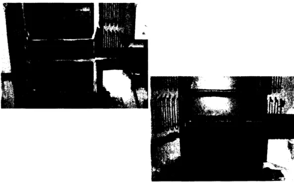 Figure  2-11:  Entry  chamber,  with  four  graphite  columns.  On  the  left, before  the  experiment,  on  the right,  after  the  experiment  [13]