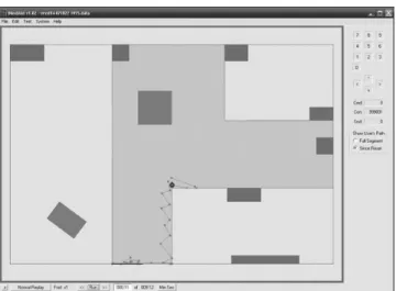 Figure 5.  Replay display.   The   central   part   of   the   display   is identical  to  what  a  researcher/instructor  would  see  during  a test/learning session, except the user’s path may also be displayed (dots  interconnected  by  lines  near  bot
