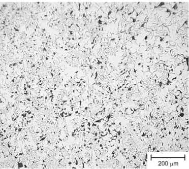 Figure 1:  Transition between type C (upper right)and type D (center and lower left) flakes in  spun cast pipe 4