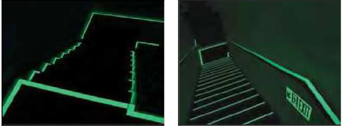 Figure 1: Examples of photoluminescent safety marking in stairwells [4] 