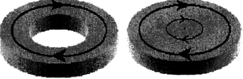 Fig.  15. Schematic  representations of the vortex  state in a ring and a disc.  (Source:  Ref