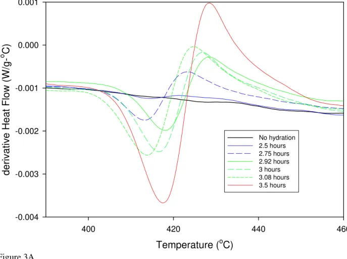 Figure 3: Derivative Differential Scanning Calorimetry results for the tricalcium silicate in Figure  1