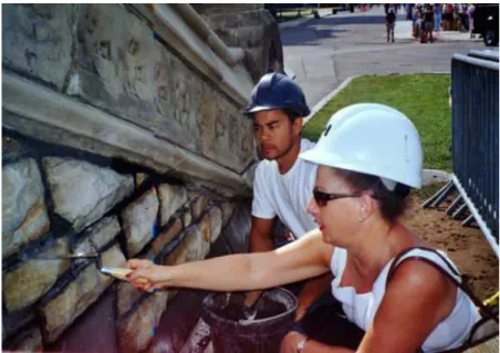 Figure 12  Inspection and discussion of joint finishing  techniques during the mock up work
