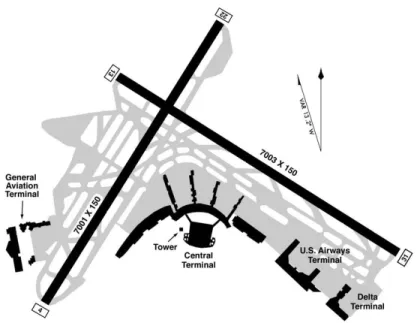 Figure  11:  LaGuardia  Airport  layout,  including  runways,  taxiways  and  terminals