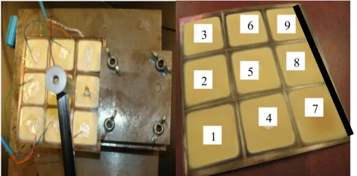 Fig. 2: Clamped plate under impact excitation (Hammer) and classification of sensors.