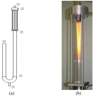 Figure 1: (a) Schematic of burner and (b) photo of burner head   