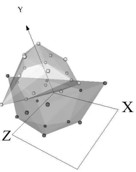 Fig. 2. Virtual reality space of the lung cancer data set (Sammon error = 0.079).