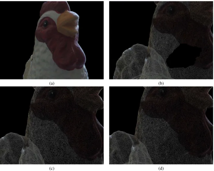 Figure 4. Deformation of the first hole in the model of a chicken compared to the original mesh.