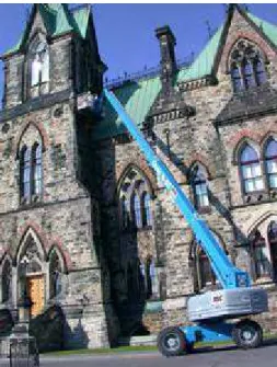 Figure 8. Regular inspection of the masonry can be conducted using a hydraulic lift to  access the structure