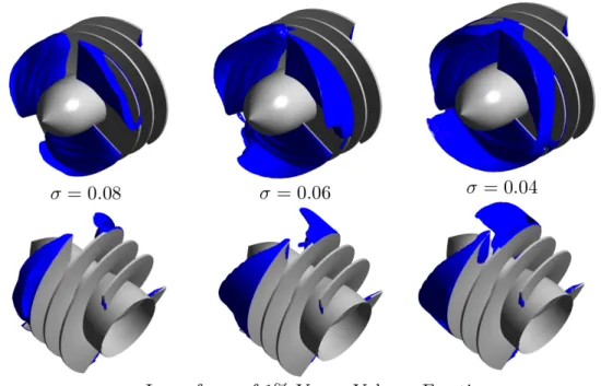 Figure 2-18: Progression of steady cavitation in PWA inducer (φ = 0.093) The growth of vapor cavities on the blade surface leads to a shift in the leading edge stagnation point relative to the non-cavitating case