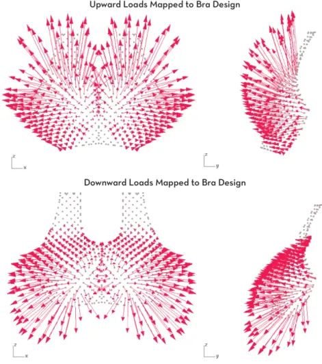Figure 10. Visualization of vector loads mapped to bra from breasts.