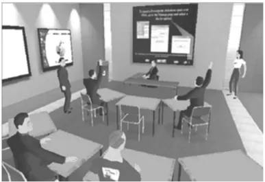 Figure 1. Interface de l’environnement du monde 3D dans une salle de classe 