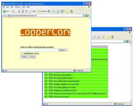 Fig. 5.11 – CopperCore : interfaces d’importation et de validation de scénario