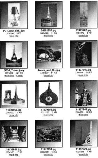 Figure  2-4:  A  query  on  the  AltaVista  system  with  the  keyword  "Eiffel"  that  illustrates  the  rich semantic  content  of  particular  words