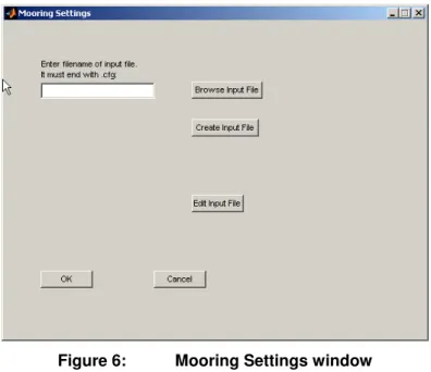 Figure 6:  Mooring Settings window 