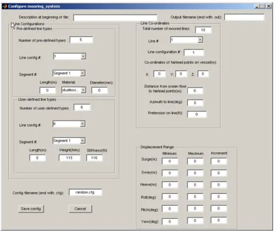 Figure 7:  Mooring System Configuration Creation window 