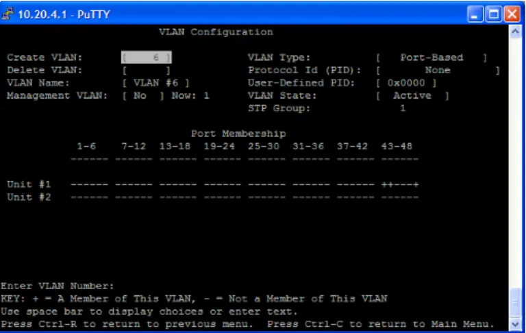 Figure 5.  VLAN Configuration Menu for Ethernet Routing Switch 