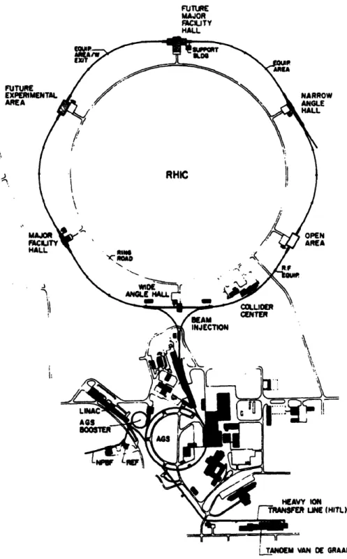 Figure  2-5:  Aerial  view  of  the  BNL  heavy  ion  acceleration  facility  including  RHIC.