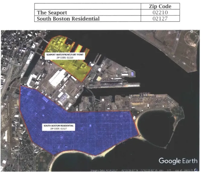 Figure  1:  South  Boston  Contextual  Map  - Source: Google Earth, Samuel Weissman (2018)