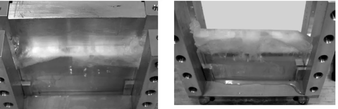 Figure  12.  Photos  of  ice  inside  the  partially  dismantled  ice-holder following  the  second  test