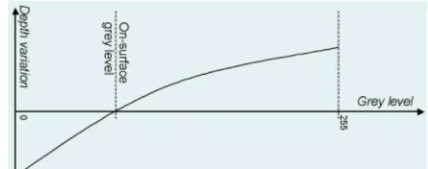 Figure 5: Grey level versus depth variation from basic model. 