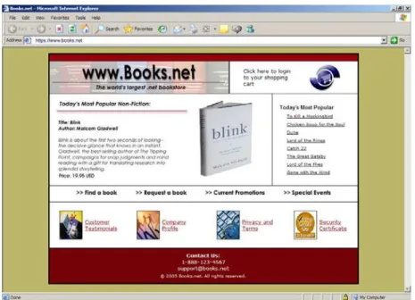 Figure 2. The screen dump of our online bookstore webpage mock-up. 