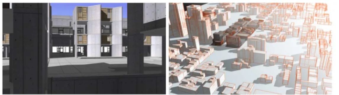 Figure 2. Salk Institute and Boulevard St. Laurent models 