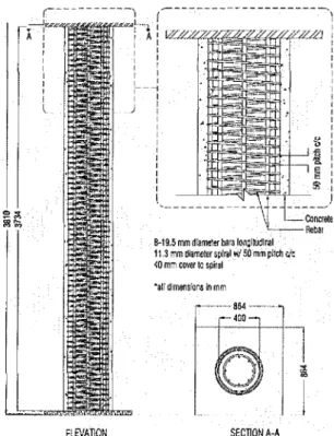 Fig. i-Dimensions and reinforcement details for column test specimens.