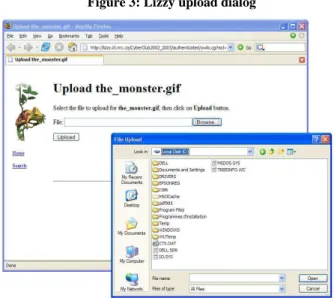 Figure 3: Lizzy upload dialog 