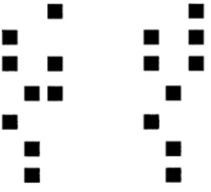 Figure  4-3:  The  pattern  on  the  left  is  range-overlapping.  The  pattern  on  the  right  is not  range-overlapping  because  its  final  two  columns  have  disjoint  ranges.