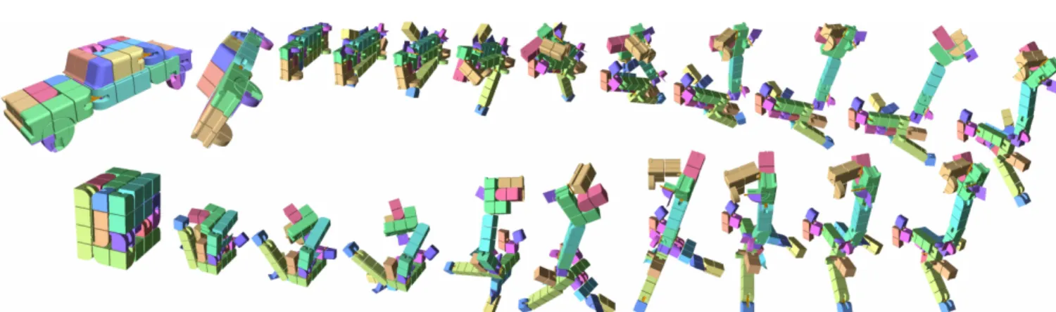 Figure 1: Folding a car into a cube. Our system finds a collision-free folding sequence.