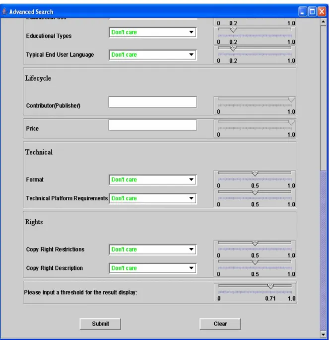 Figure 2. Search screen of the user interface.