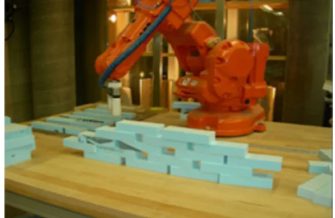 Figure 1. The IRB-140 robot arm stacking blocks. 