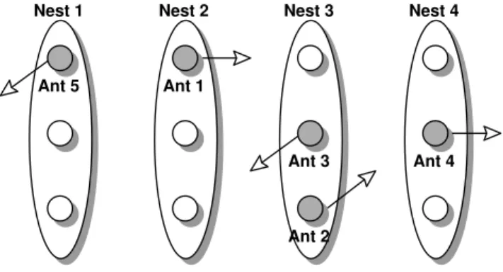 Figure 4: Z -Antibody mapped onto the ant World, where Nest i represents position i in the antibody.