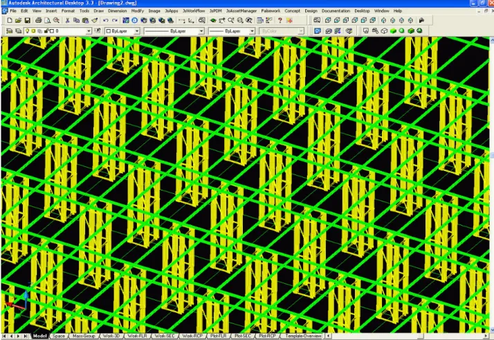 Figure 2: Automated Layout and Placement of Falsework Towers and Beams  