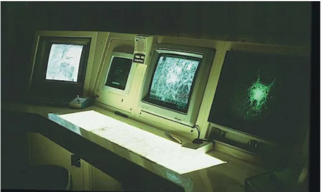 Figure 8: Ice Navigation system on MV Arctic with computerized STAR-VUE  display – 1988 (Gorman 1988) 