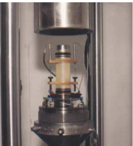 Figure 1 View of the triaxial cell with a specimen prepared for testing 