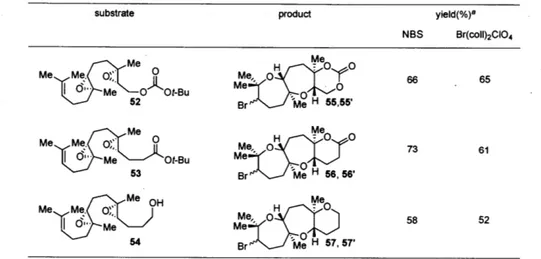 Table  6. Bromonium-initiated  cyclization  studies  using diepoxide  model  systems