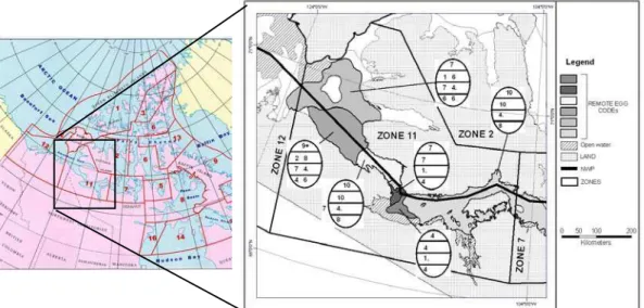 Figure 4: Northwest Passage route crossing six different ice regimes within Zone 11 