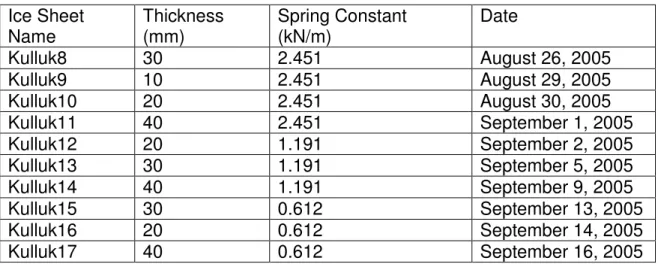 Table 3: Ice sheet summary 