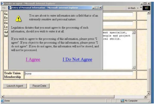 Figure 1:  An example of a Just-In-Time Click-Through Agreement (JITCTA)    