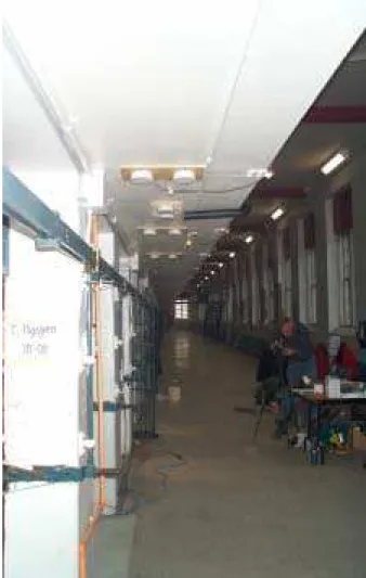 Figure 4.  Ten smoke detectors in the corridor under the 2-floor walkway (Contract B4131).