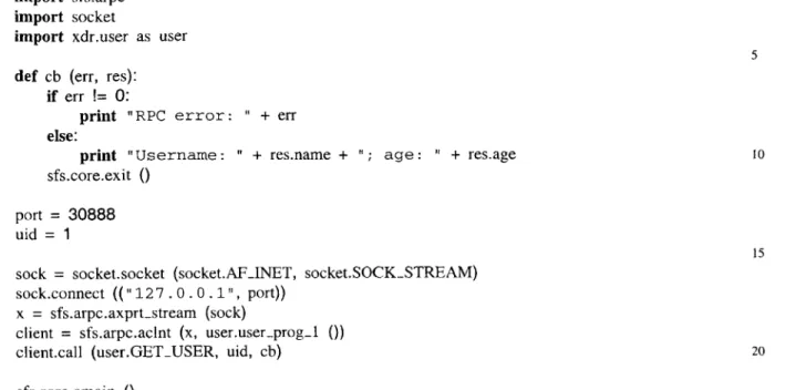 Figure 7.1:  A  sample Python  application  using SFS  libraries