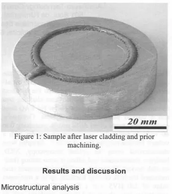 Figure 1: Sample after laser cladding and prior machining.