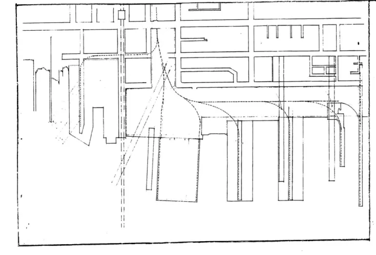 diagram  of infrasture. original train tracks am shown as dotted lines112