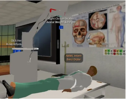 Figure 2-4: A scene from Virtual Neurological Education Centre illustrates how users in the virtual space learned about and embodied neurological diseases.