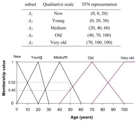 Figure 1.  Example of fuzzy sub-sets (numbers). 