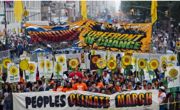 Figure 2. The front of the march was led by young people of color, one of the most vulnerable  populations in the face of climate change (Negin 2014) 