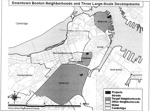 Figure  1. A  map  of the  three neighborhoods  in downtown  Boston.