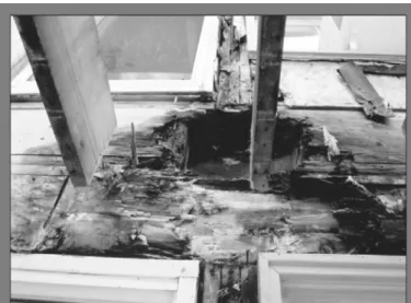 Figure 1. Damage to the wall elements adjacent to a balcony joist/wall connection 